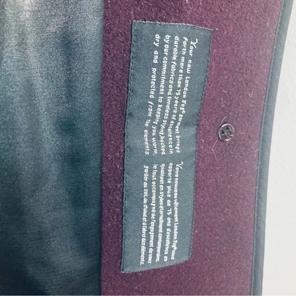 LONDON FOG Sz 14P Wool Blend Quilted Lining Colour Block Button Closure Pea Coat - Picture 9 of 15